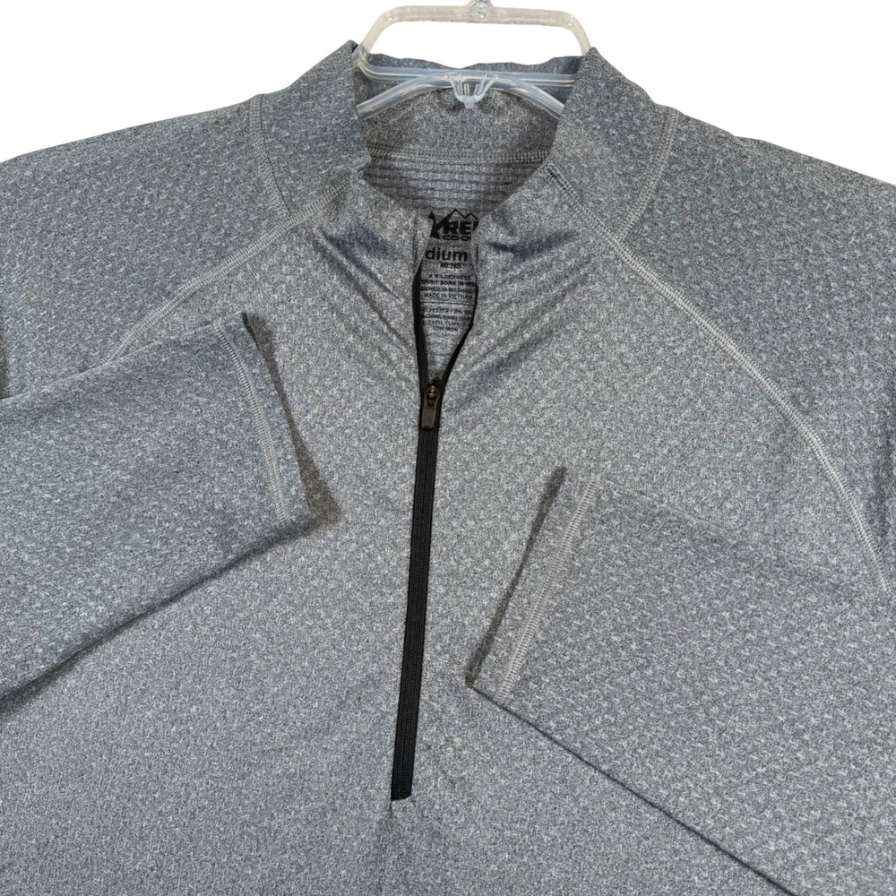 REI Co-op Quarter Zip Pullover Mens Medium Tall Gray Heathered Long Sleeve Top